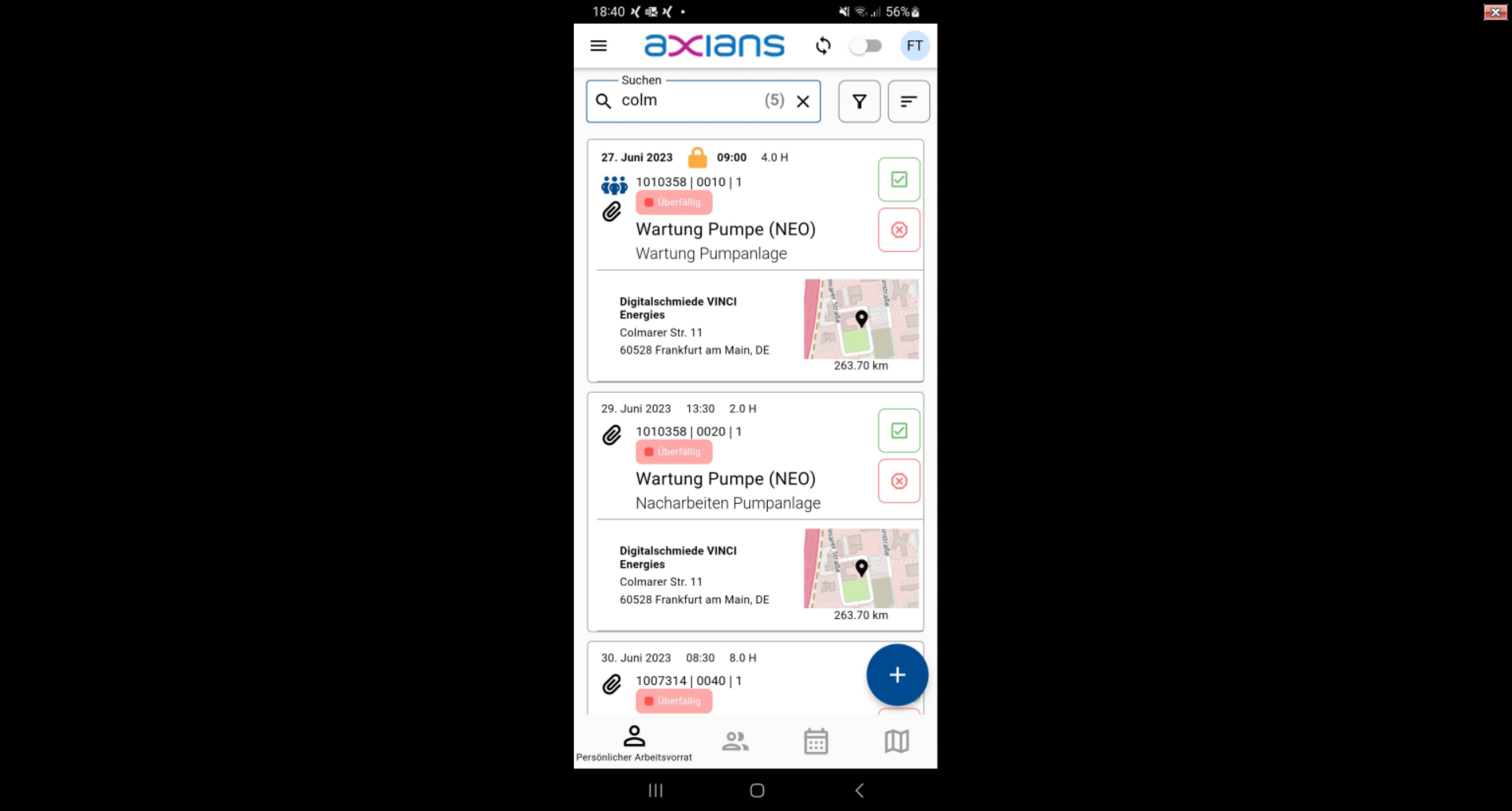 NEO Mobile Screenshot von Filternutzung